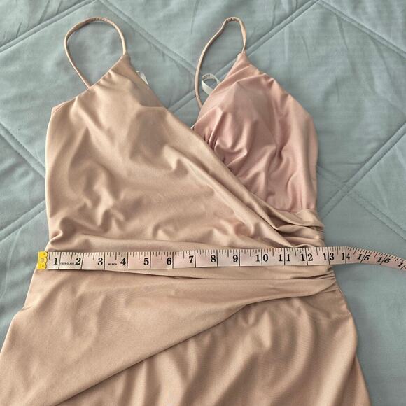 Terani Couture Formal Gown 8 Blush Pink Jersey Knit Mermaid Evening Dress Bride - Picture 10 of 13